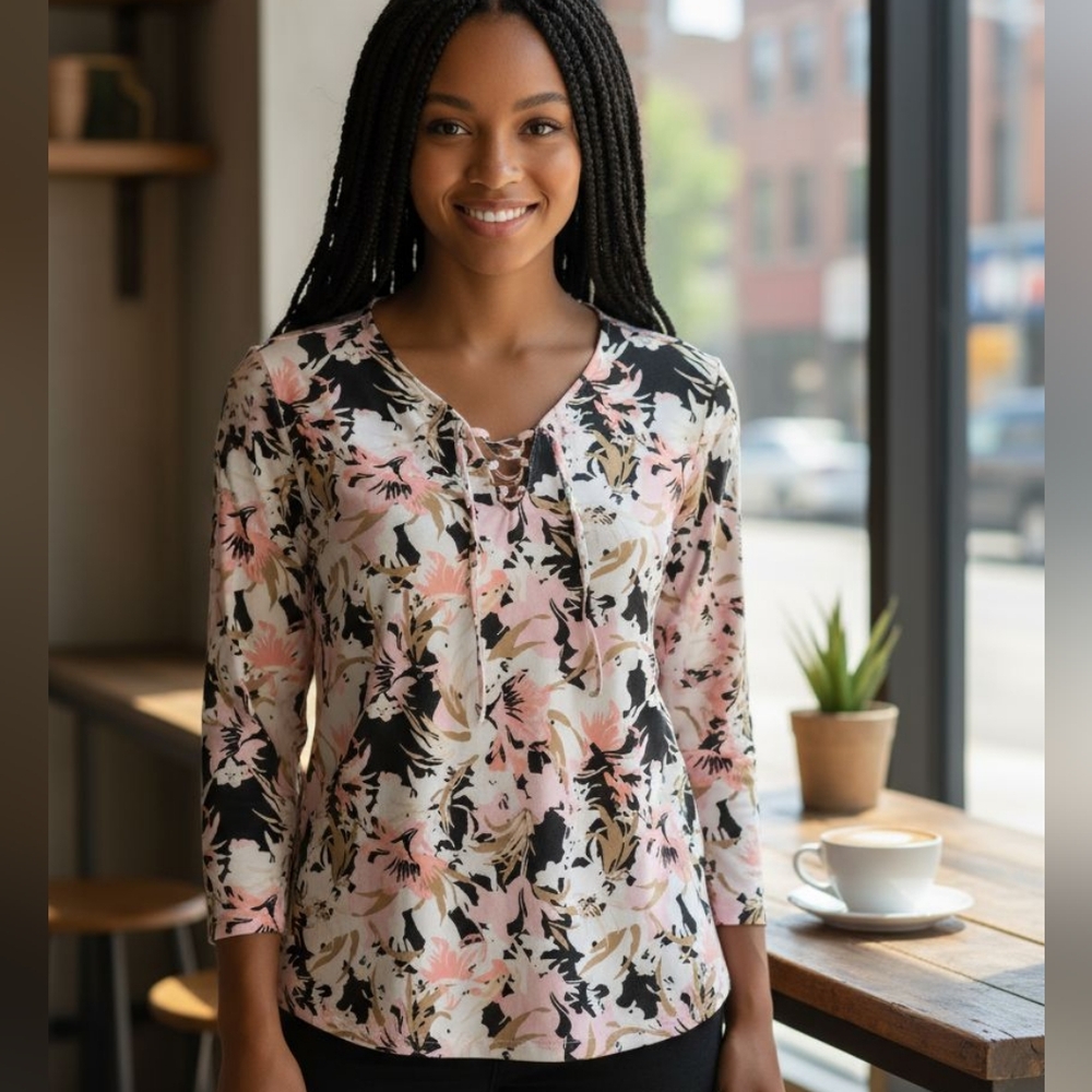 🍑 Jacklyn Smith Floral Print Top Size L